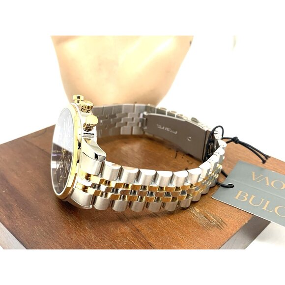 Bulova Men's Watch 98A274 Quartz Chronograph Blue Dial Two Tone Stainless Steel - Picture 9 of 14